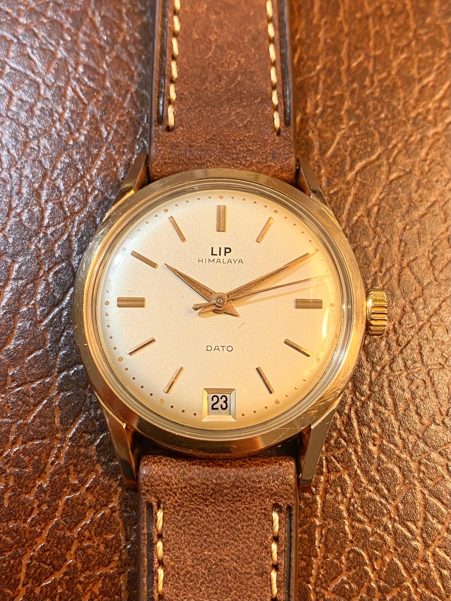 LIP Himalaya Dato R23 G Montre Vintage Mécanique Plaqué Or 200 Microns 1960