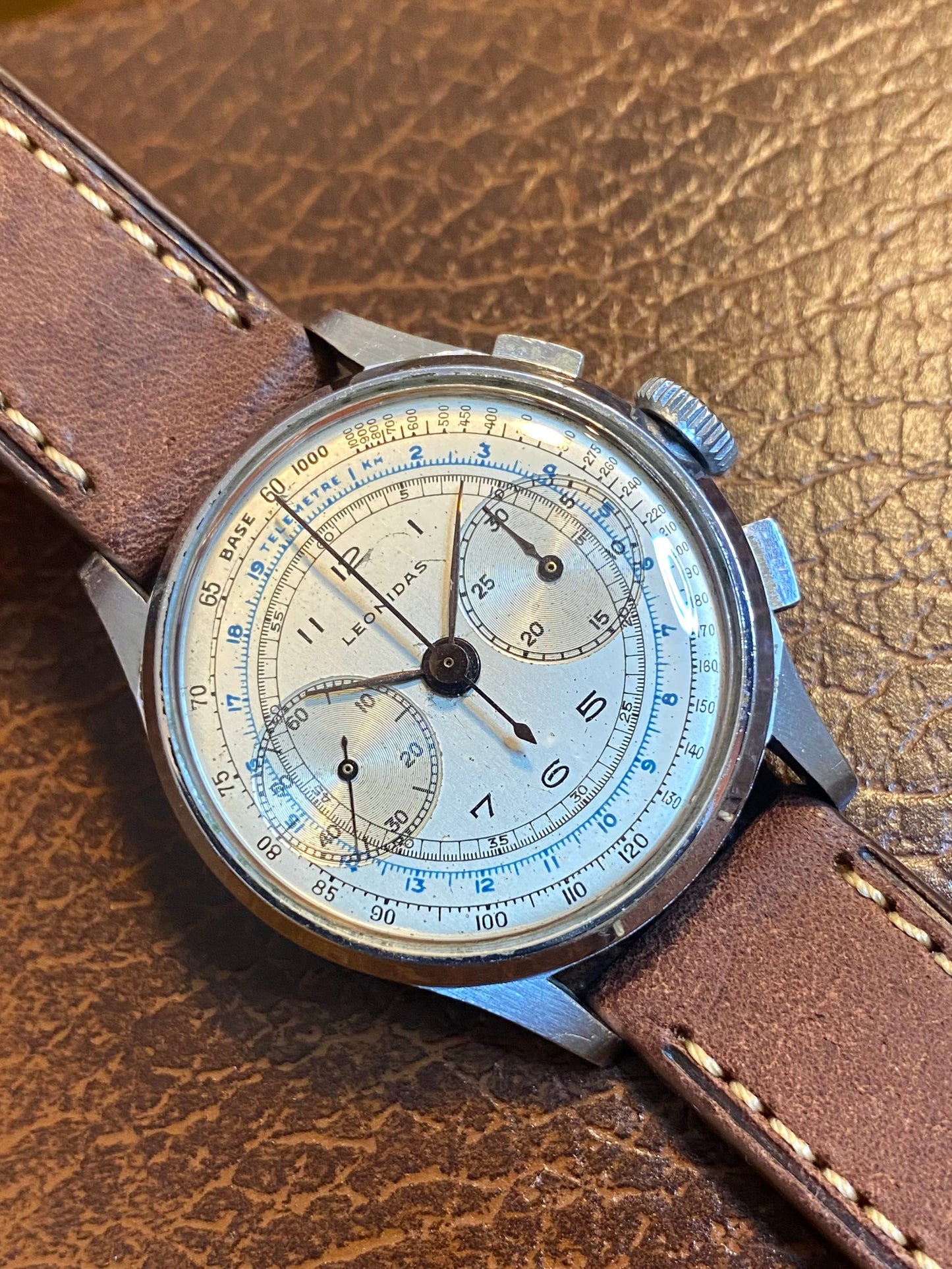 LEONIDAS Chronographe Pré Heuer Montre Vintage Mécanique Landeron 48 - 1950