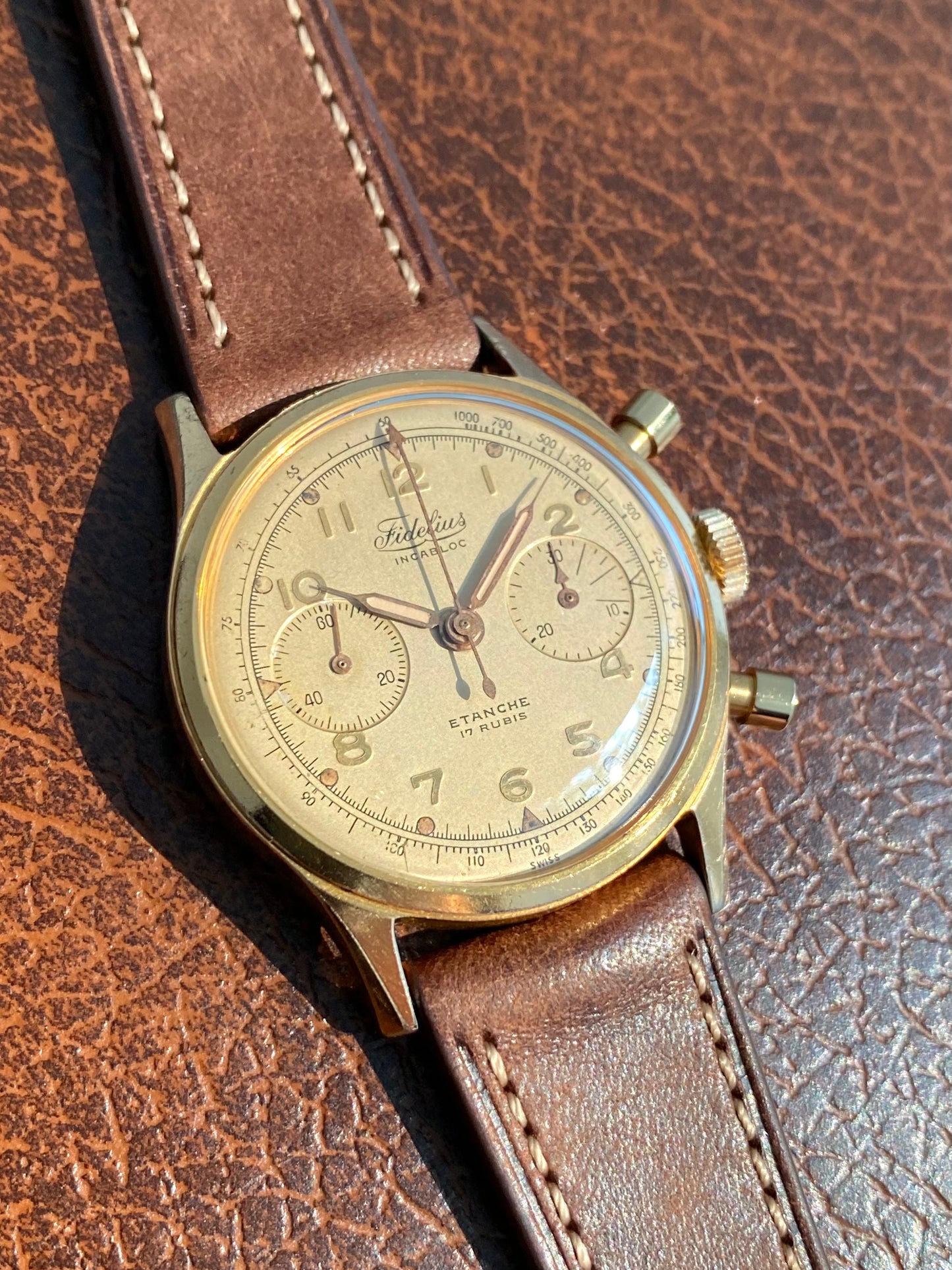 Fidelius Swiss Chronograph Landeron 148 Montre Vintage Mécanique 1950