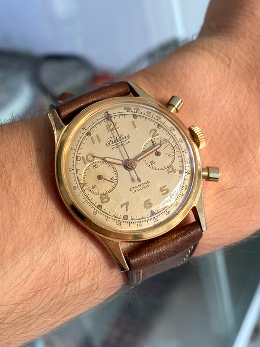 Fidelius Swiss Chronograph Landeron 148 Montre Vintage Mécanique 1950