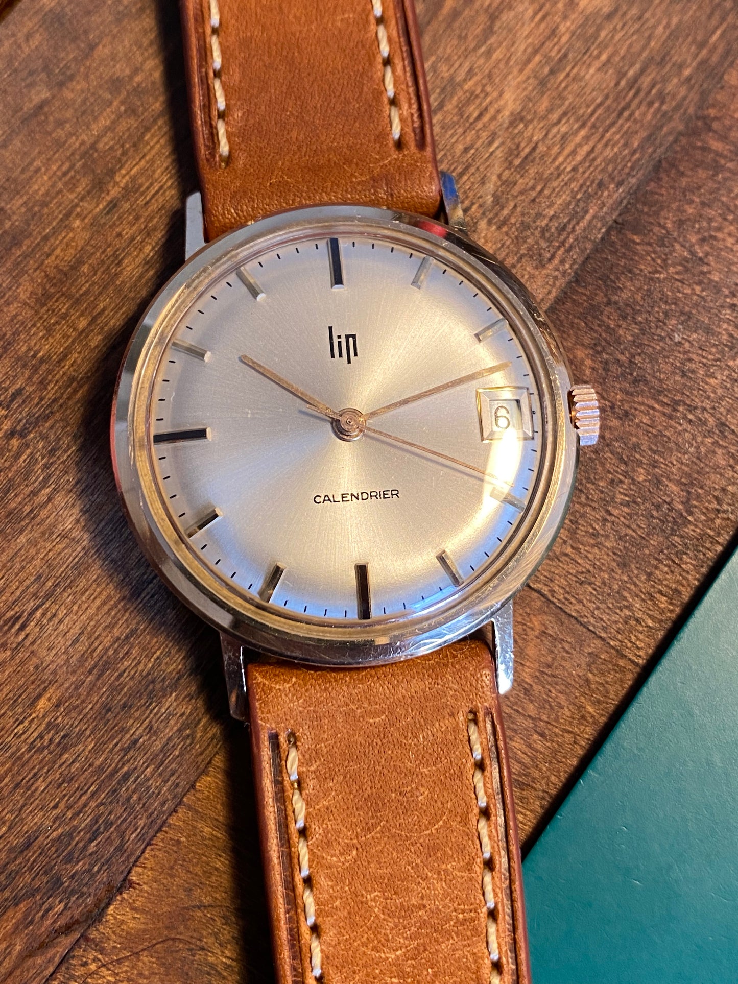 LIP Calendrier OR Rose 18K 0750/1000 Montre Vintage Mécanique R136E 1960