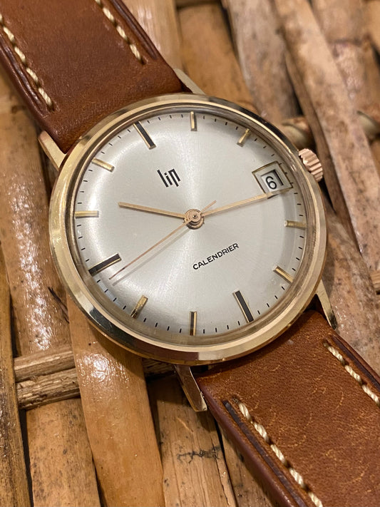 LIP Calendrier OR Rose 18K 0750/1000 Montre Vintage Mécanique R136E 1960