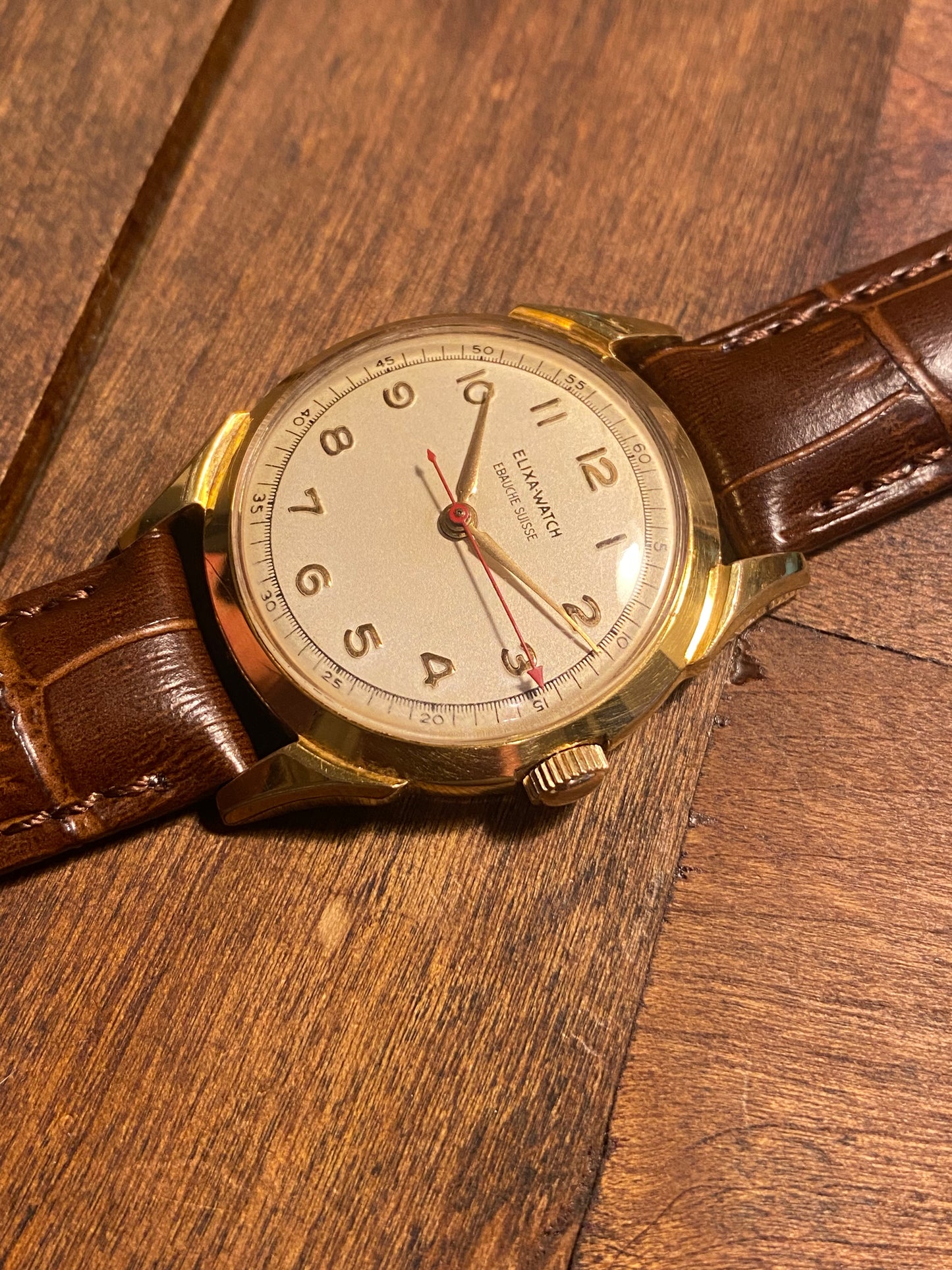 Elixa Montre Vintage Mécanique Ébauche Suisse 1950