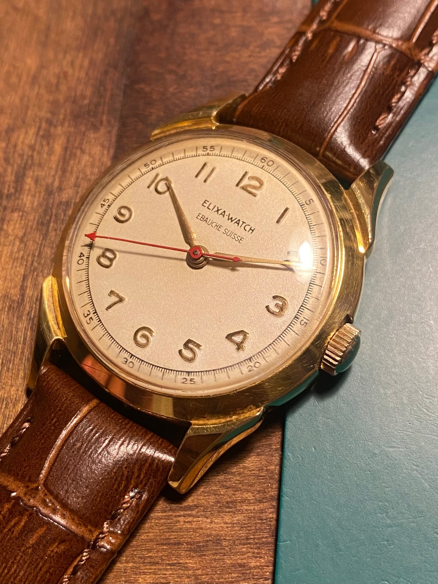 Elixa Montre Vintage Mécanique Ébauche Suisse 1950