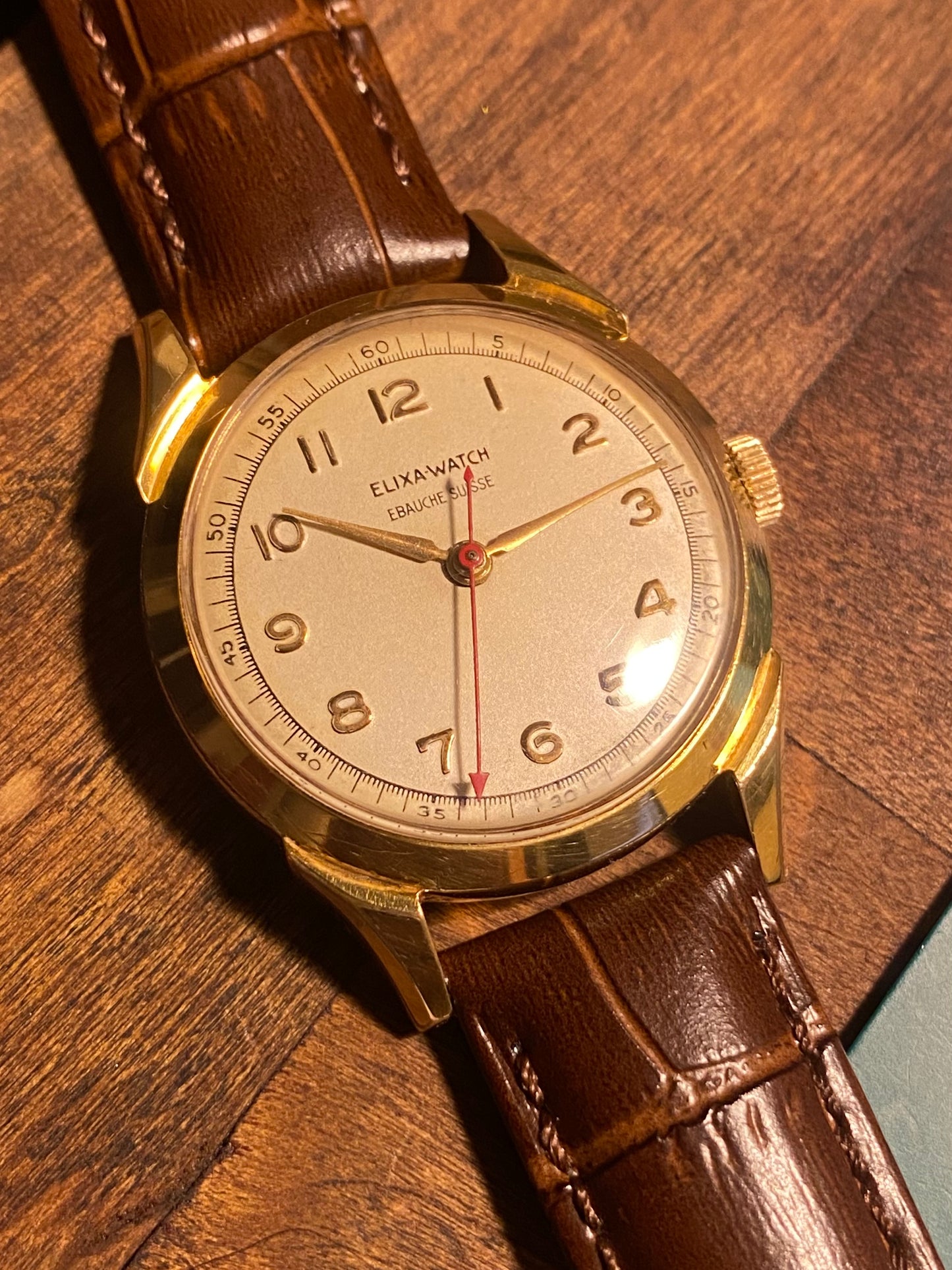 Elixa Montre Vintage Mécanique Ébauche Suisse 1950