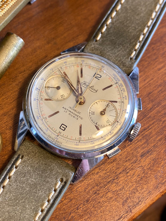 Fidelius Cheonographe Landeron 248 Montre Vintage Mécanique 1960