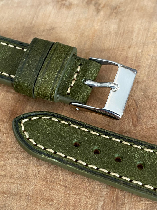 Bracelet de Montre - 18MM VERT - en Cuir Véritable Italien Vintage