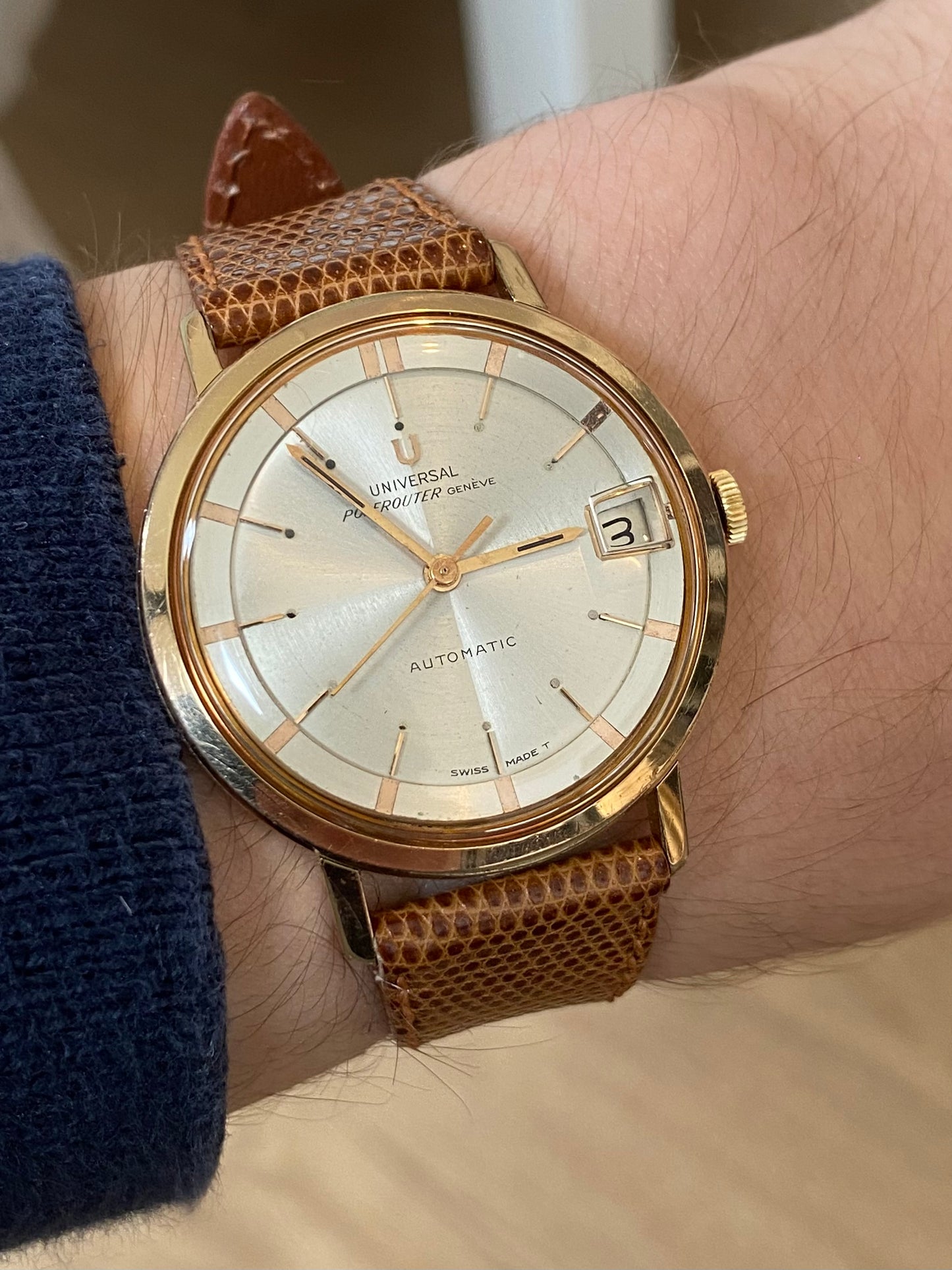 Universal Polerouter Genève Montre Vintage Automatic Microtor 1960
