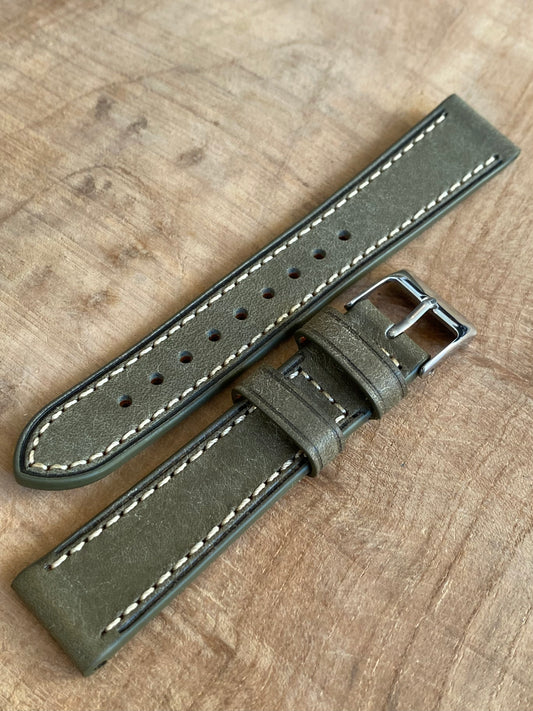 Bracelet de Montre - 18MM GRIS - en Cuir Véritable Italien Vintage
