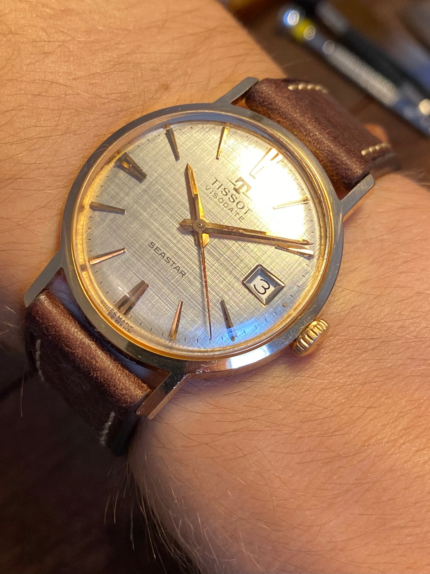 Tissot Visodate Seastar Cadran Lin Montre Vintage Mécanique 1960