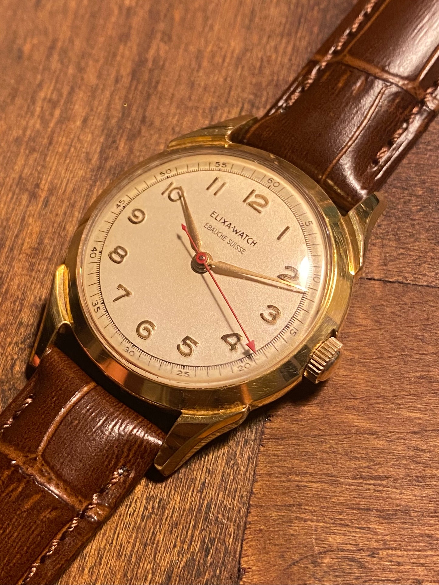 Elixa Montre Vintage Mécanique Ébauche Suisse 1950