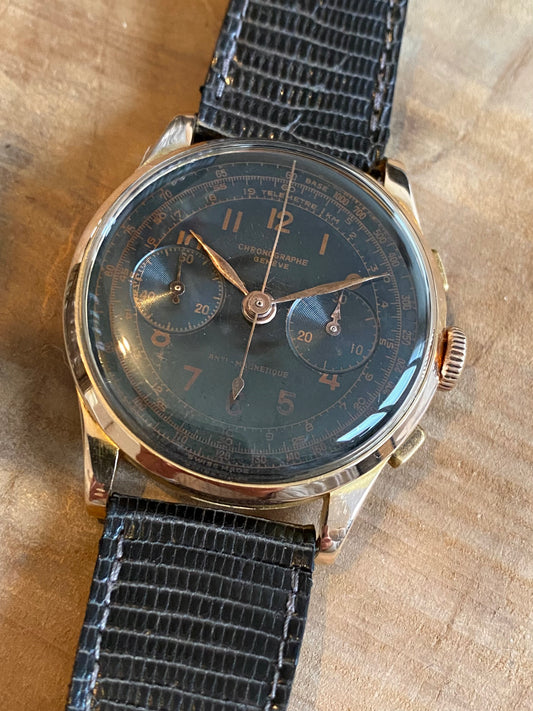 Chronographe Genève Or 18k Montre Vintage Suisse 1950