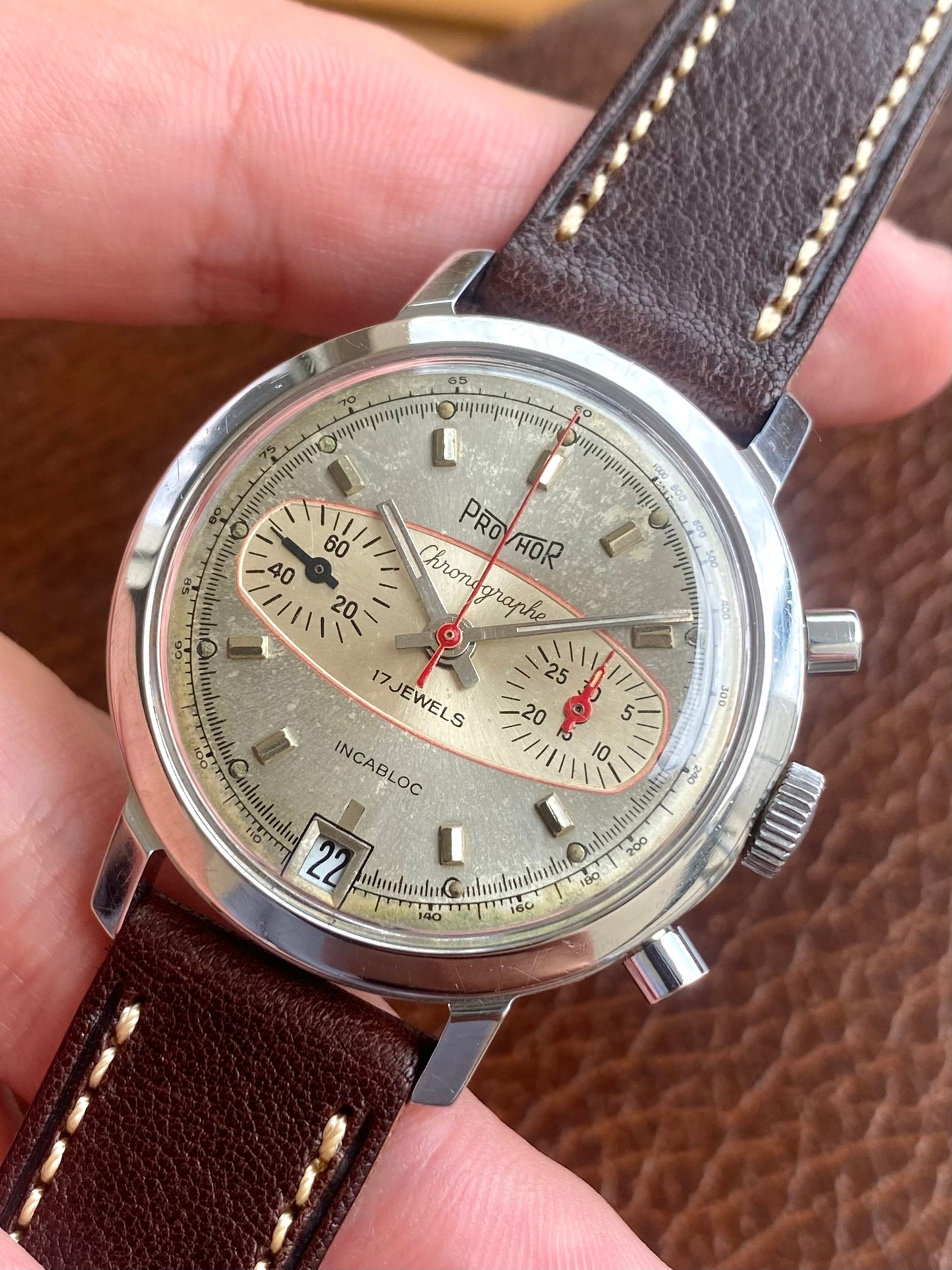 Provhor Chronographe Racing Landeron 189 Montre Rallye Mécanique 1970