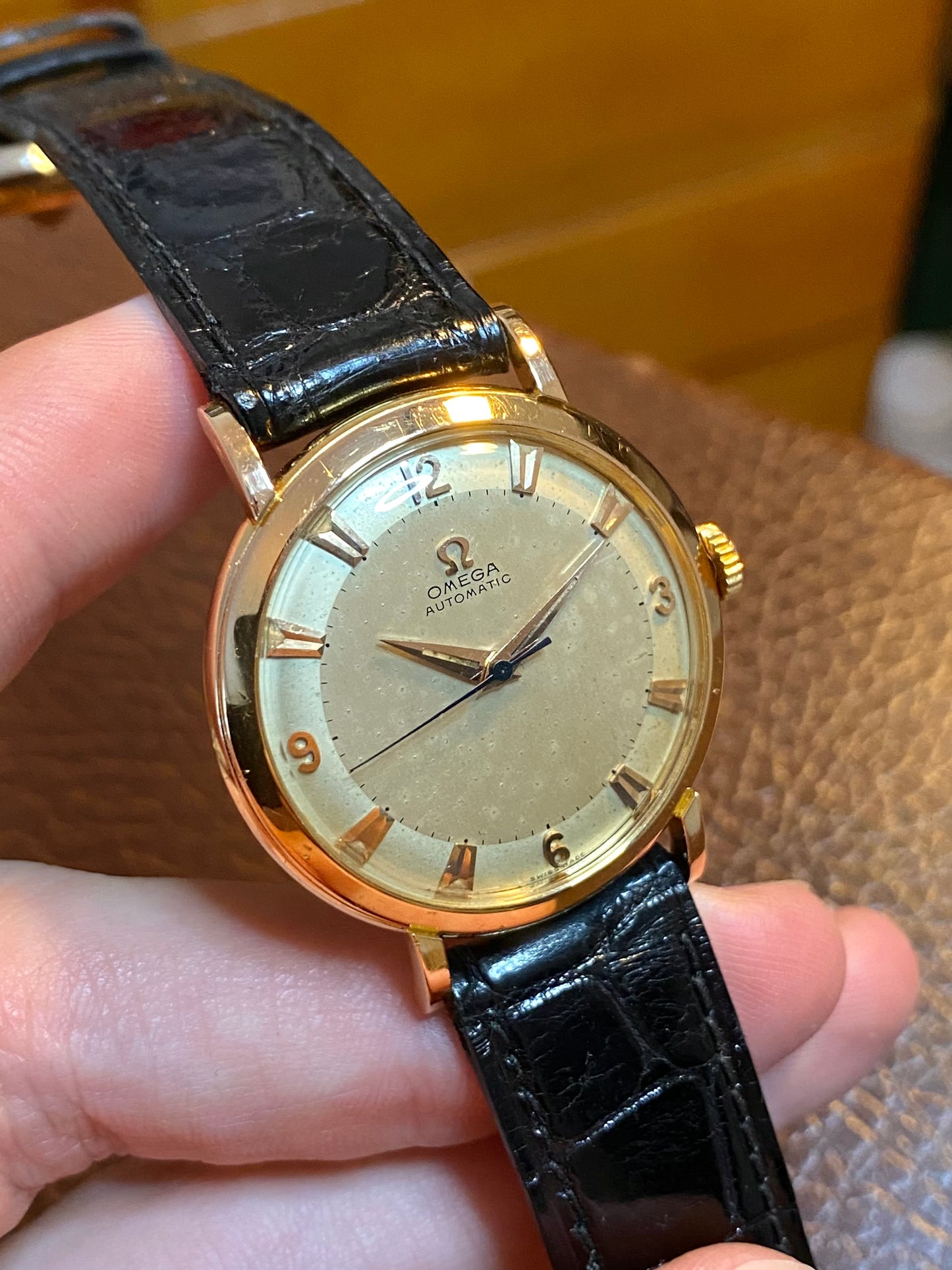 Omega Automatic Or Rose 18k 750/1000 Montre Vintage Mécanique Cal.354 Bumper 1953 + Écrin & Bracelet