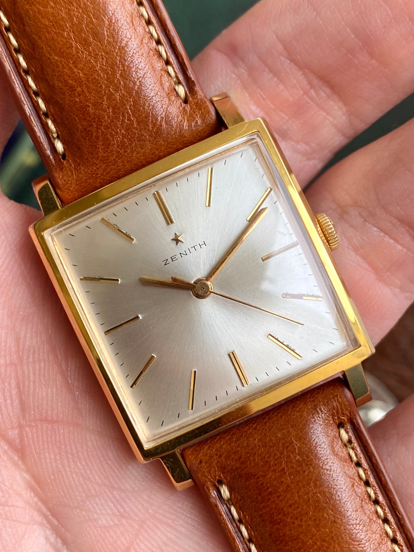 Zenith Montre Suisse Vintage Mécanique Plaqué Or Boitier Carré 1960