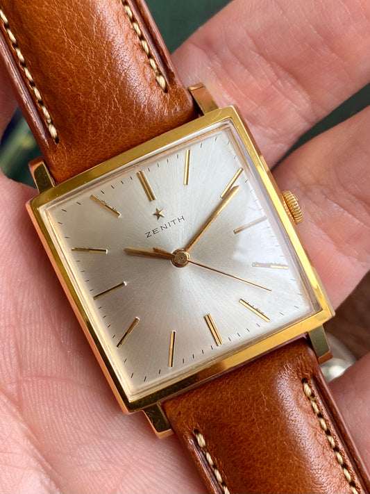 Zenith Montre Suisse Vintage Mécanique Plaqué Or Boitier Carré 1960