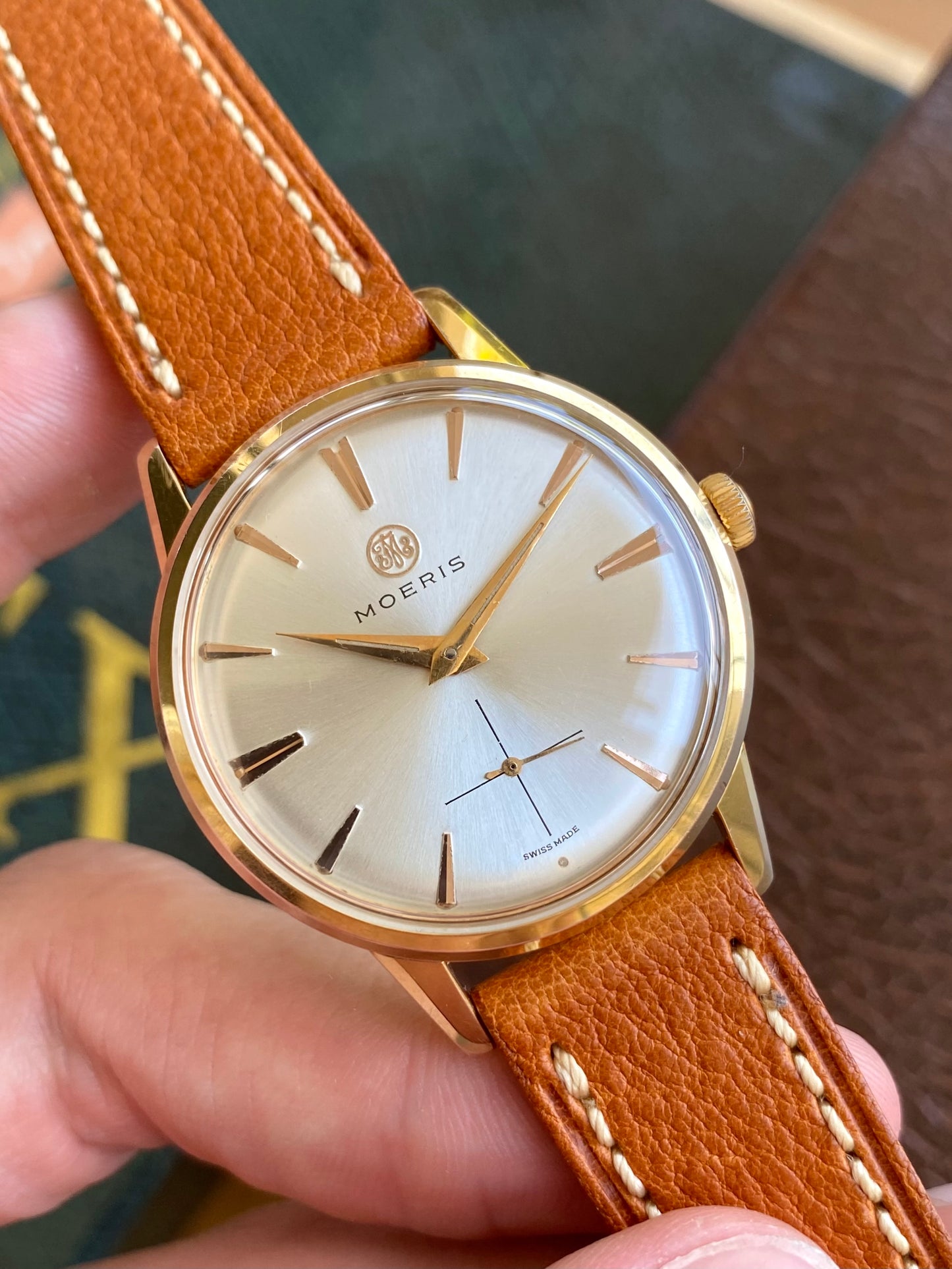Moeris Cal. 13" Montre Vintage Suisse Mécanique Plaqué Or 1960