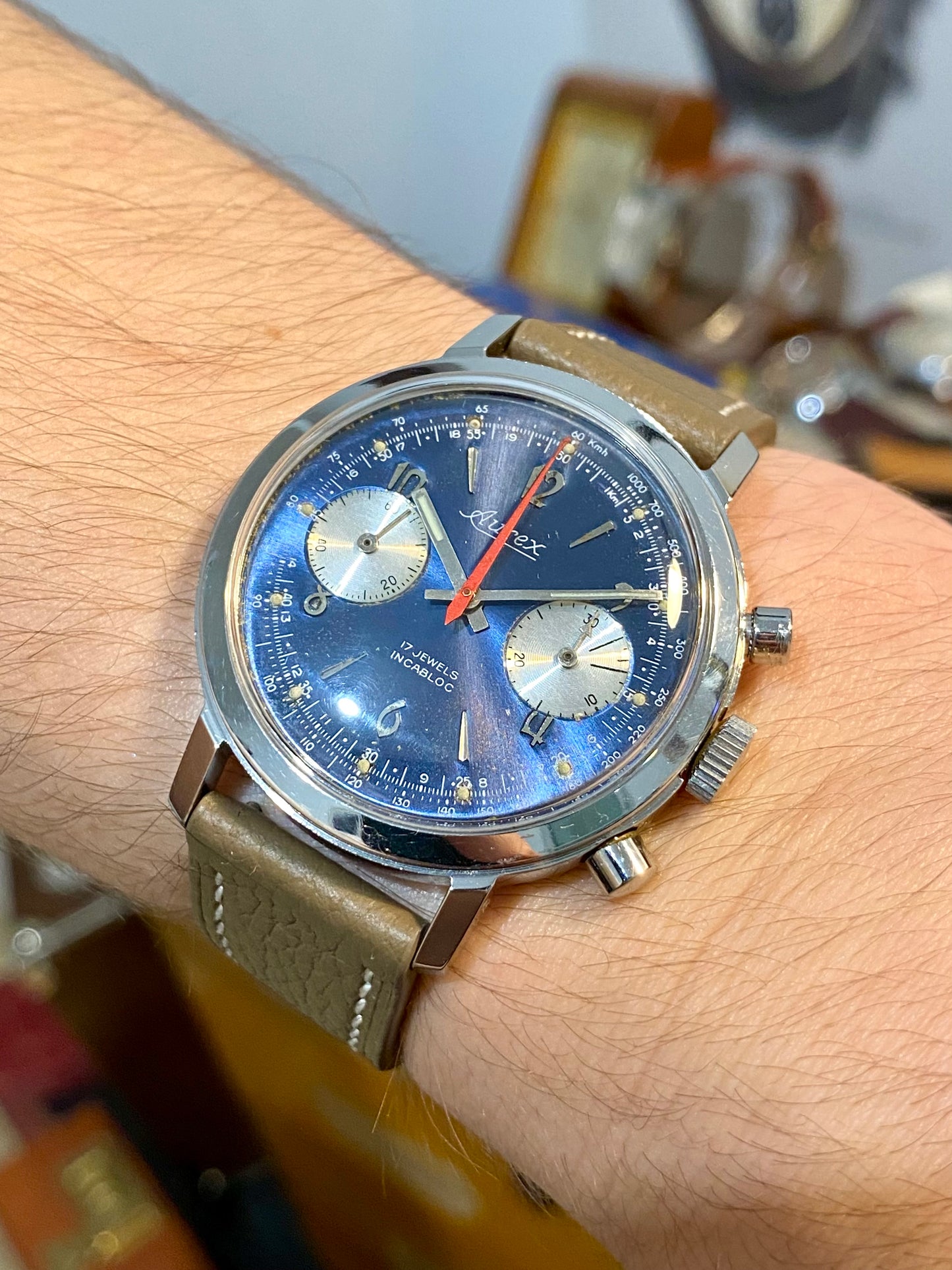 Aurex Chronographe Montre Vintage Mécanique Valjoux 7733 - 1970