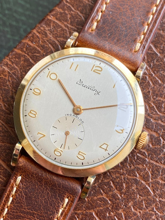 BREITLING Genève - Montre Suisse Oversize Grand Diamètre Plaqué Or - Vintage Mécanique Cal. 19 - 1950