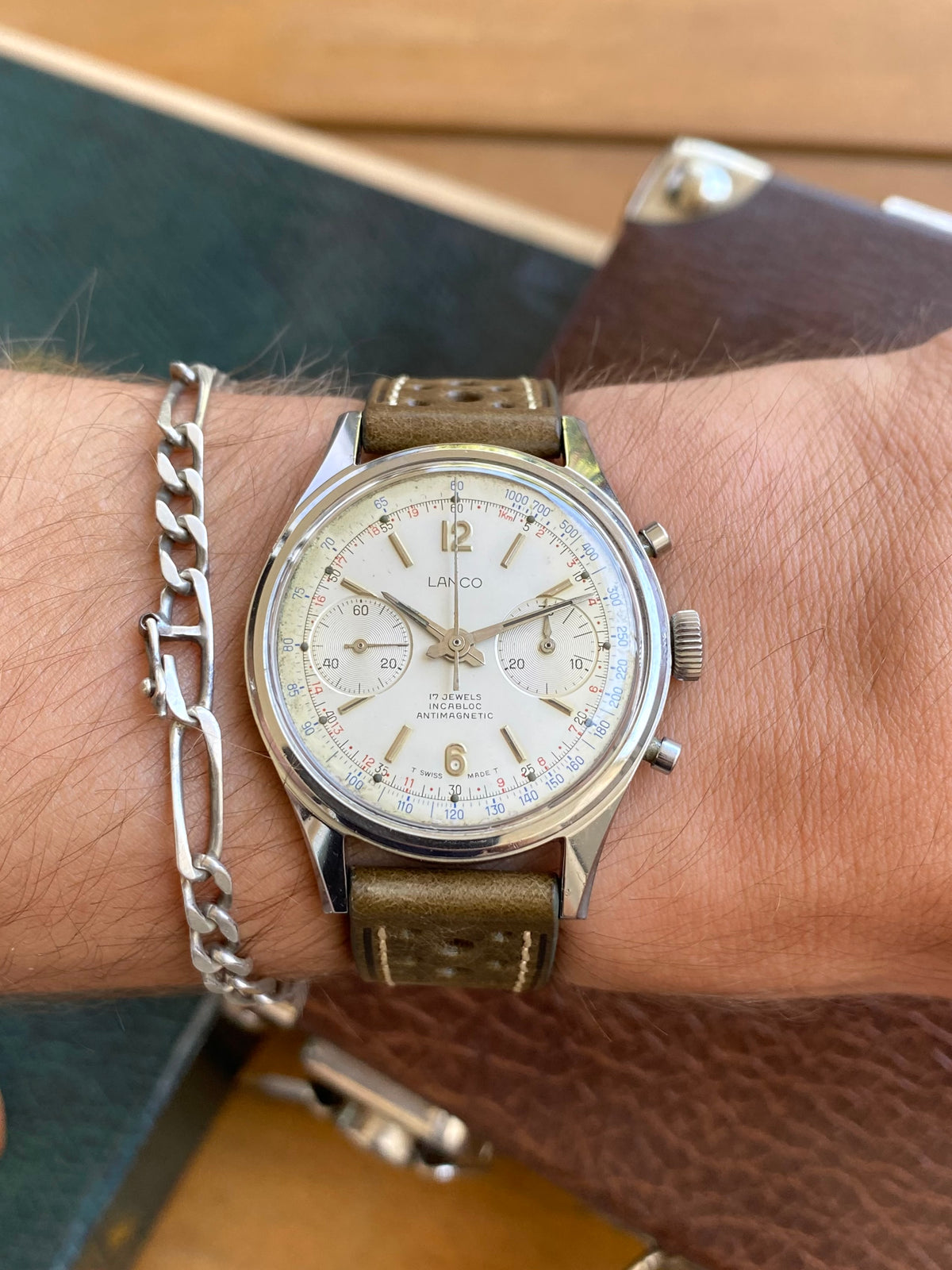 Lanco Chronographe Landeron 248 Acier Montre Vintage Mécanique 1960