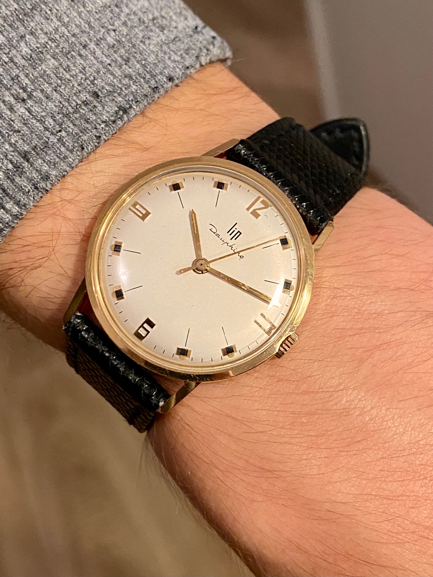 LIP Dauphine Or Jaune 18k 750/1000 Montre Vintage R016 Mécanique 1960