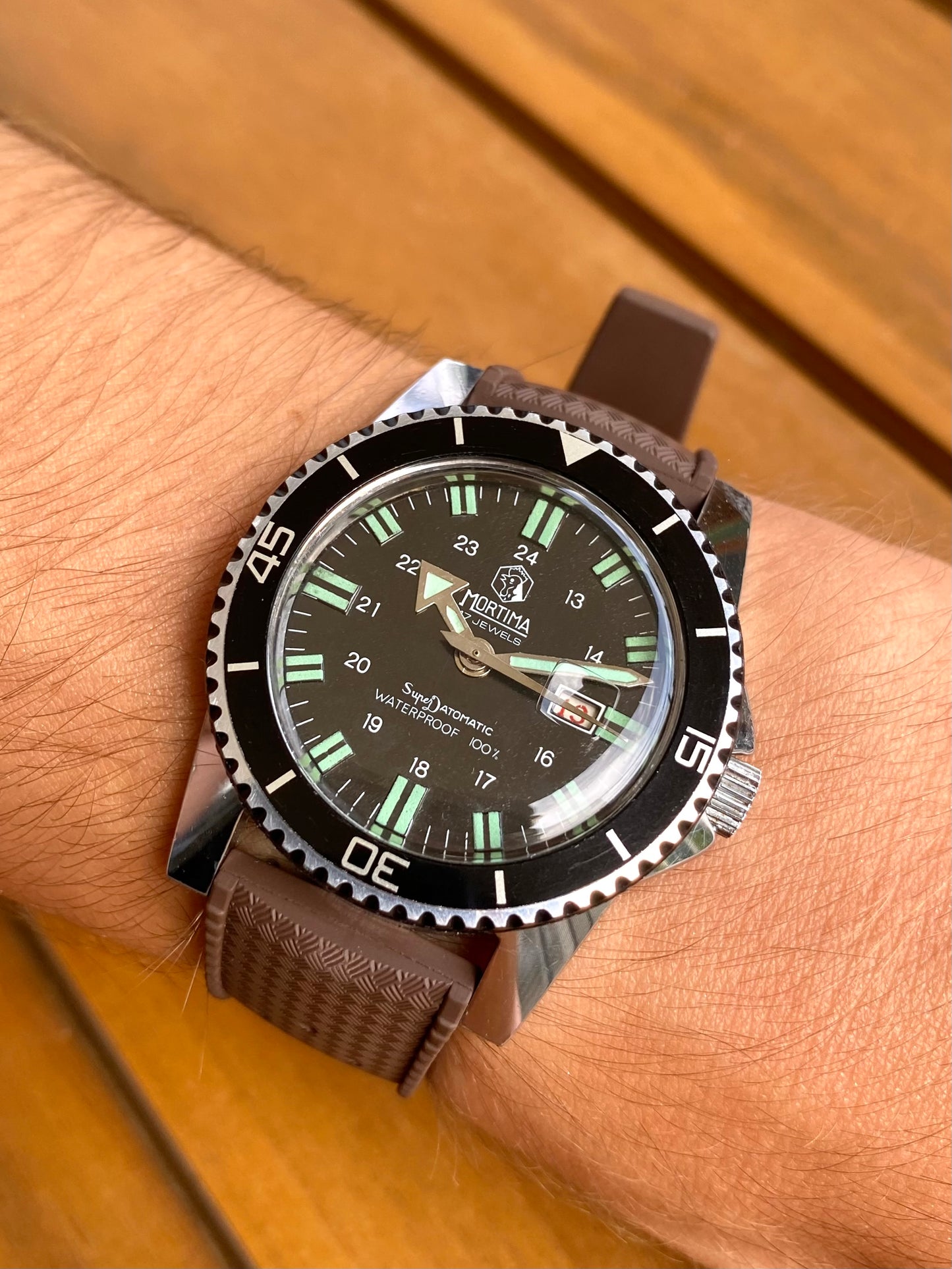 Mortima SuperDatomatic Montre Vintage Française Mécanique Diver Plongée 1970