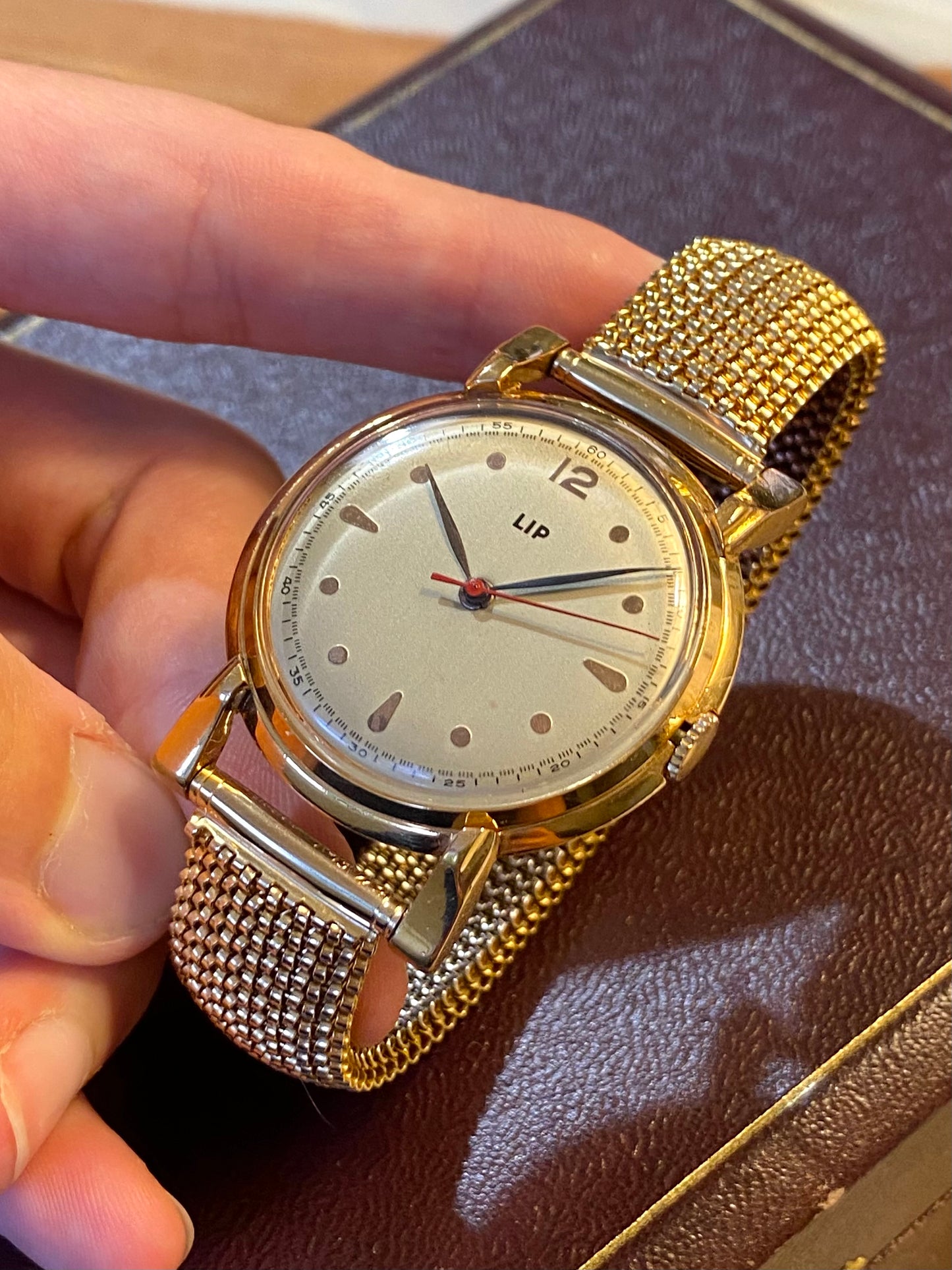 LIP Jumbo Size Montre Vintage Mécanique Plaqué Or R25 1960