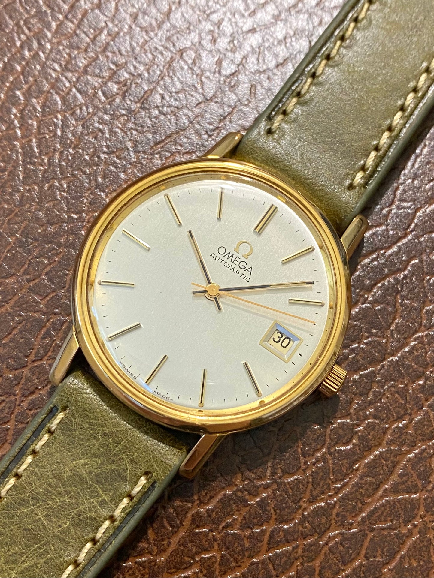 Omega Automatic Date Plaqué Or Cal.1012 Montre Vintage Mécanique 1979