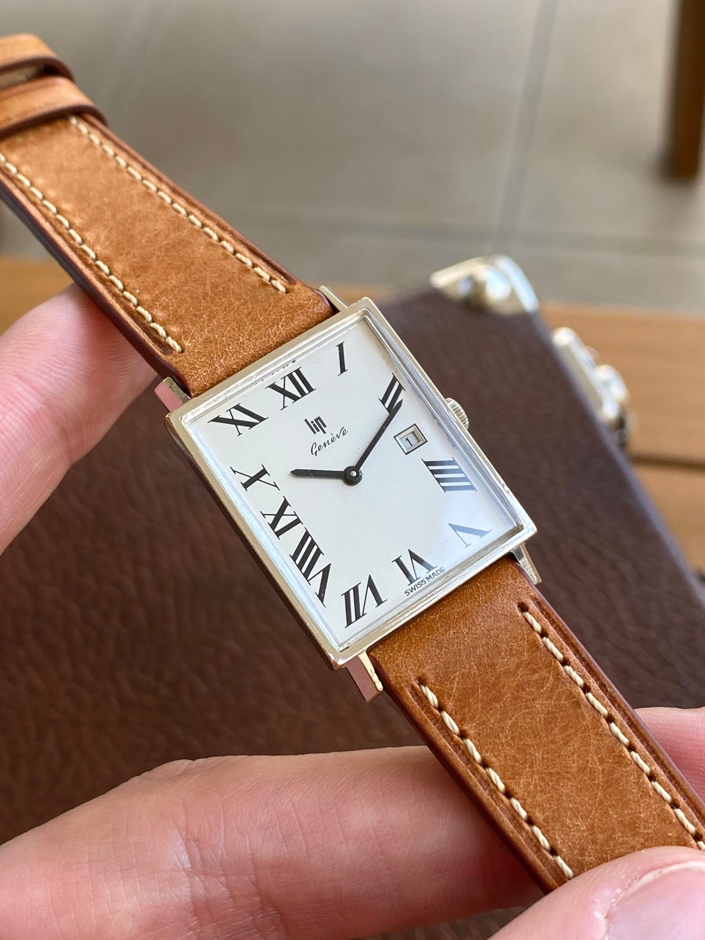 LIP Genève Montre Vintage Mécanique Boîtier Rectangle - Chiffres Romains - RC193 - 1960