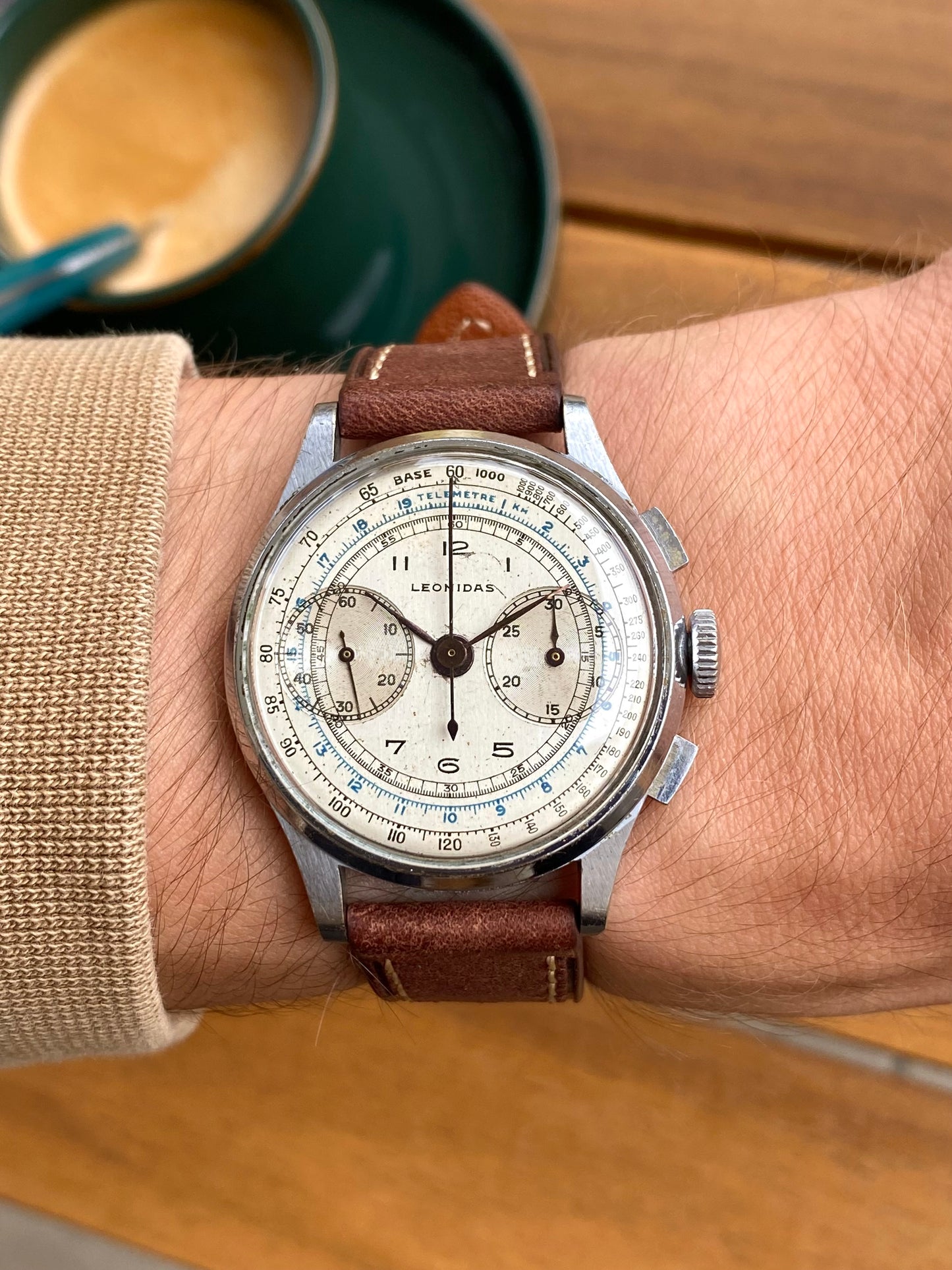 LEONIDAS Chronographe Pré Heuer Montre Vintage Mécanique Landeron 48 - 1950