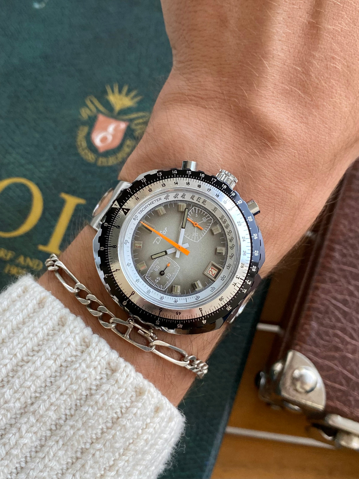 Difor France NOS Neuve Montre Vintage Chronographe Diver Plongée Valjoux 7734 - 1970