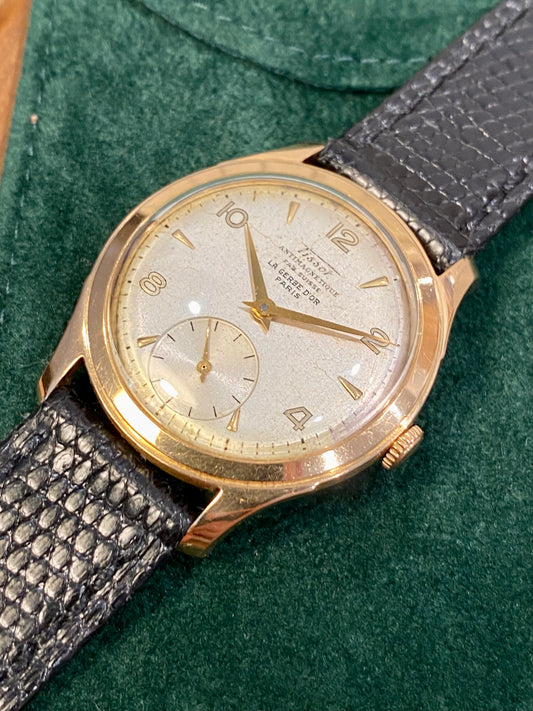 Tissot 18K Or Rose "La Gerbe D’Or" Double Signed Montre Vintage Mécanique 1950