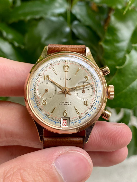 Elva Chronograph Landeron 187 Montre Vintage Mécanique 1960