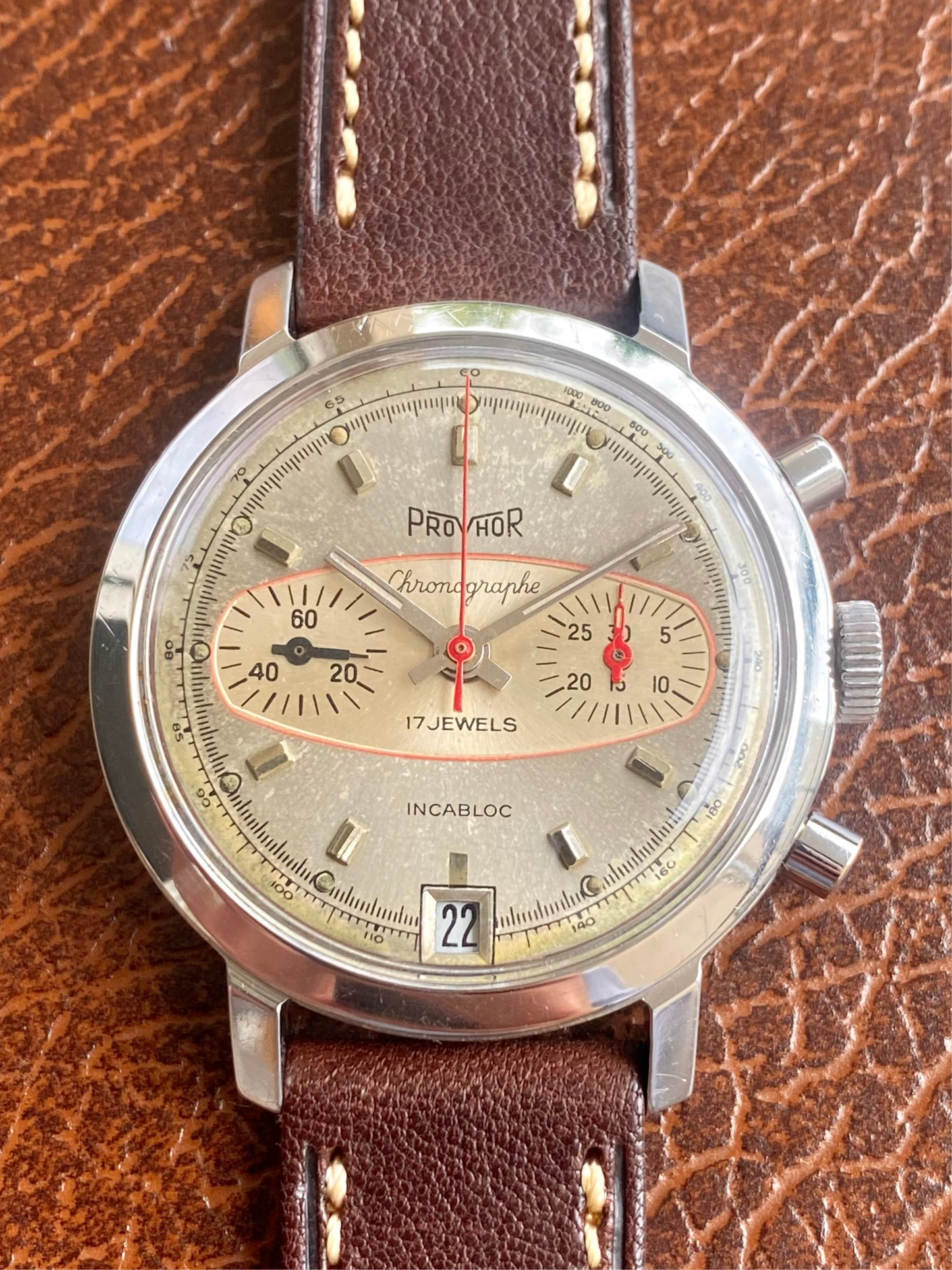 Provhor Chronographe Racing Landeron 189 Montre Rallye Mécanique 1970