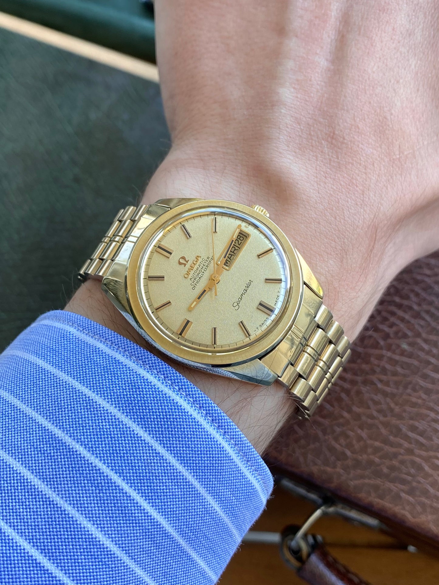 Omega Seamaster Chronometer Automatic - Ref. 168.023 Plaqué Or Bracelet 1069 - Montre Vintage Mécanique Calendrier Cal. 751 - 1968