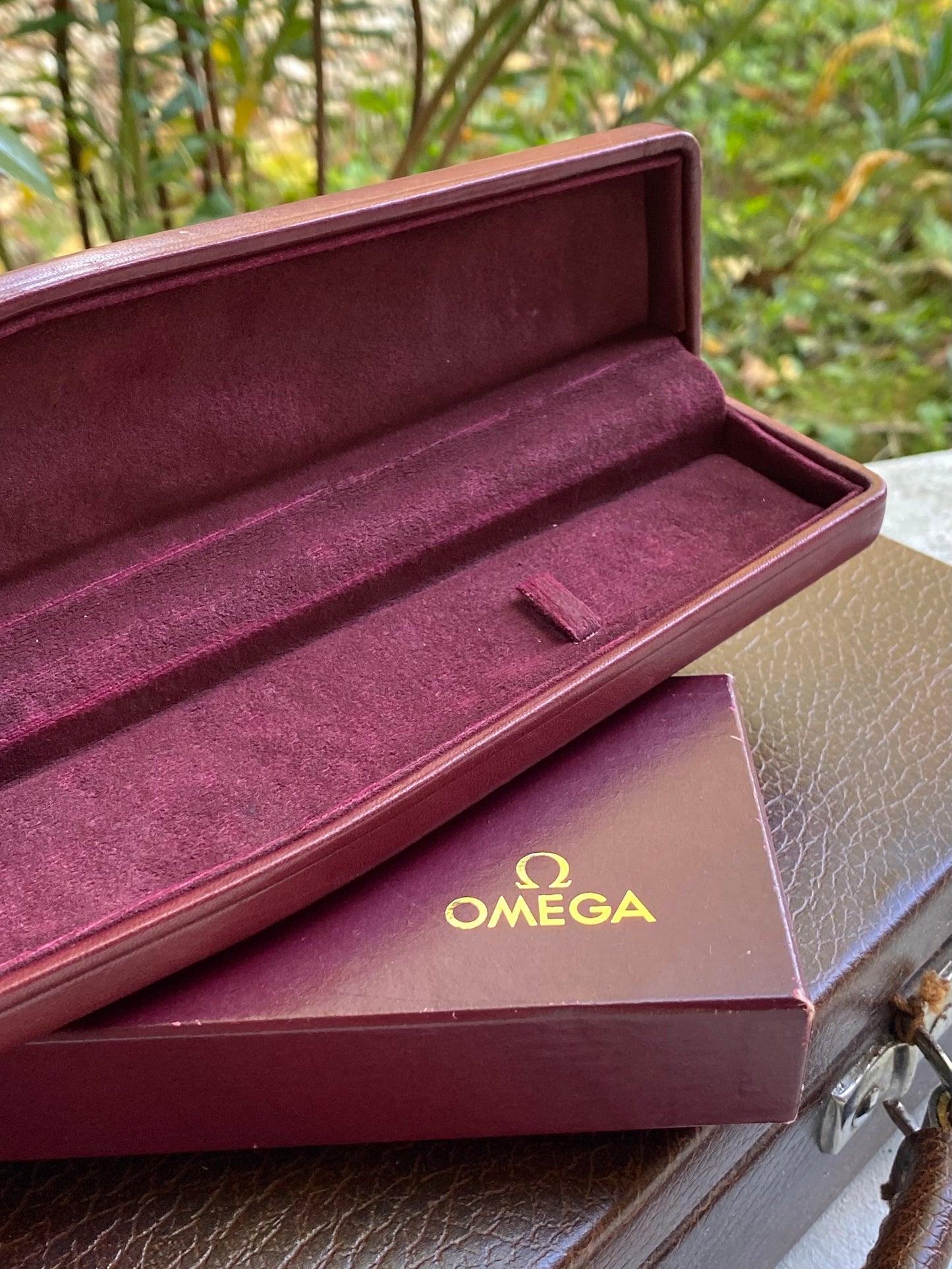 OMEGA Écrin de Montre Vintage en Cuir Véritable + Surboite - Boite Étui de rangement