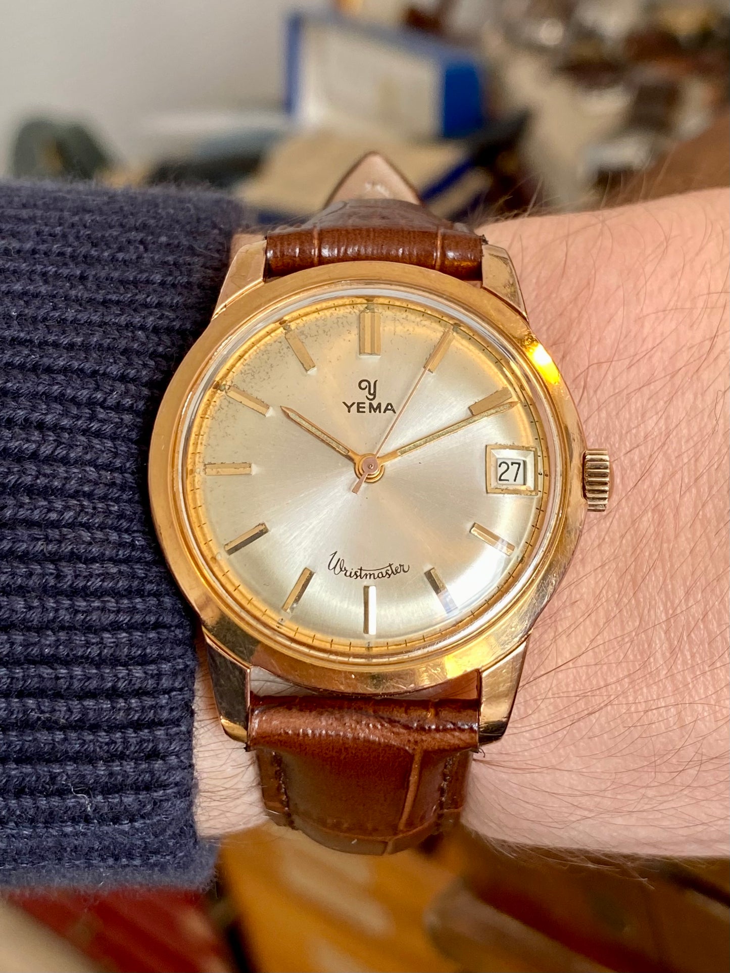 Yema Wristmaster Montre Vintage Mécanique Plaqué Or 1960