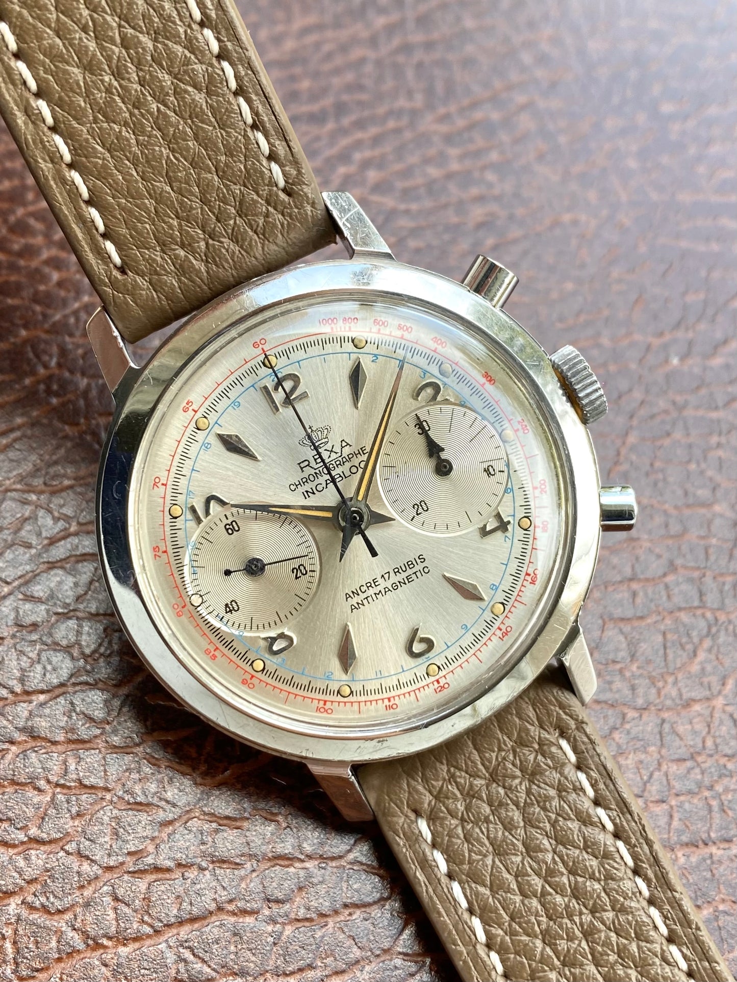 Rexa Chronographe Montre Française Vintage Landeron 248 Mécanique - 1960