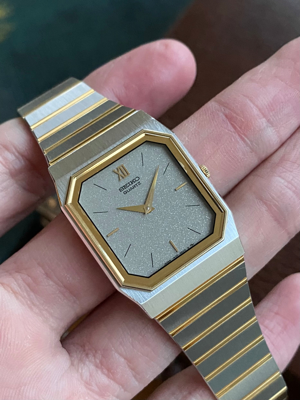 Seiko Tank Quartz Montre Vintage Or - Acier 1980