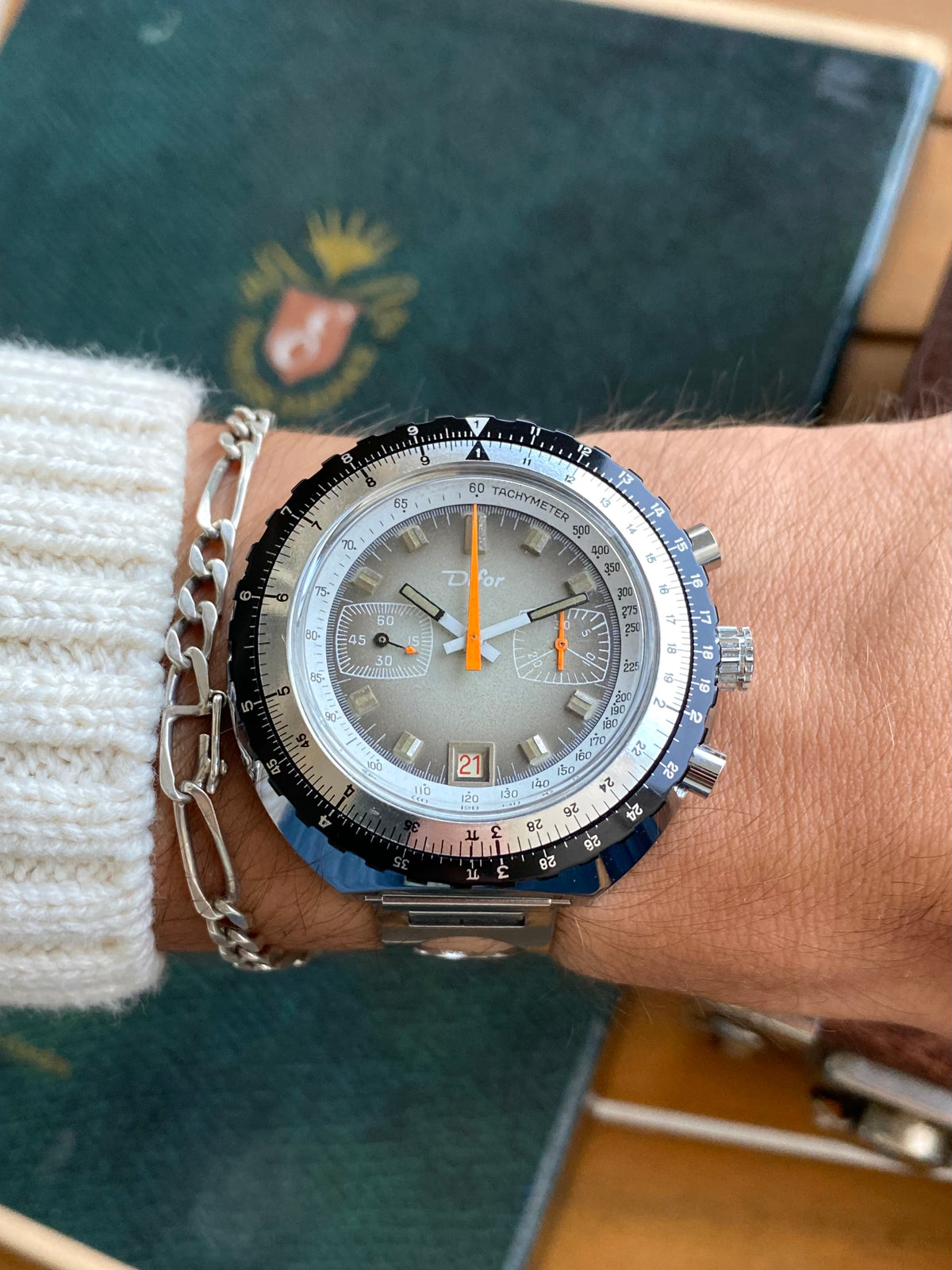 Difor France NOS Neuve Montre Vintage Chronographe Diver Plongée Valjoux 7734 - 1970