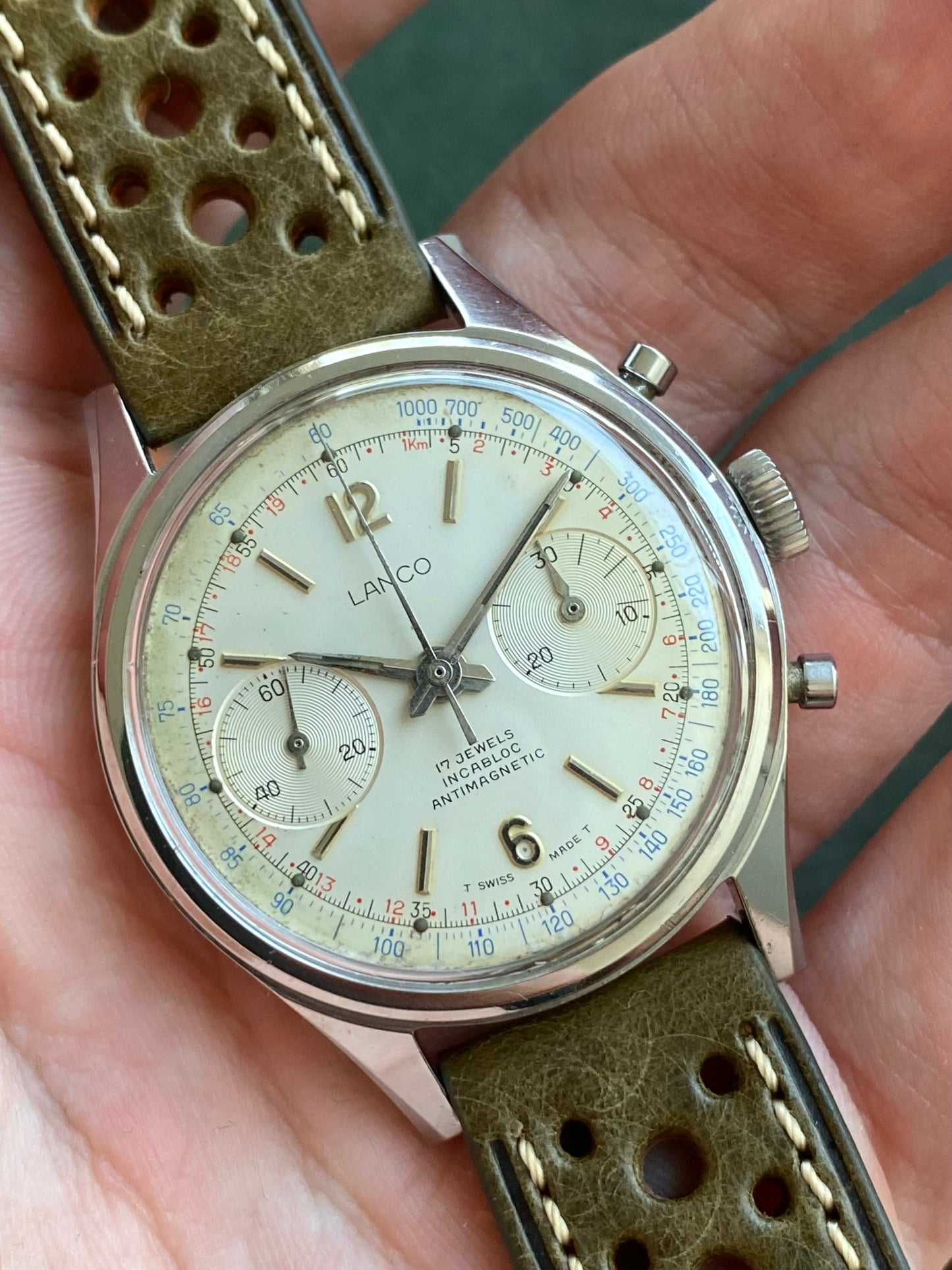 Lanco Chronographe Landeron 248 Acier Montre Vintage Mécanique 1960