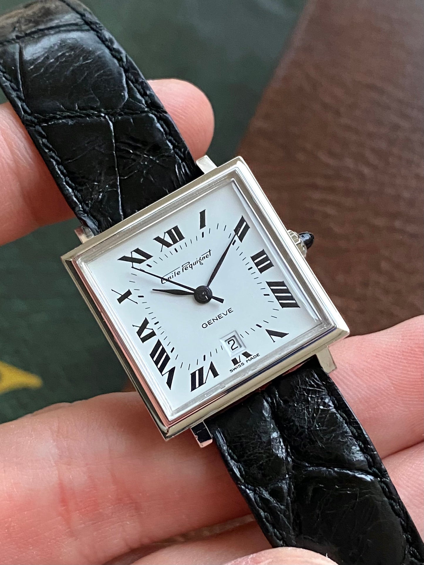 Emile Pequignet NOS Neuve de Stock - Montre Vintage Automatic Carré Chiffres Romains ETA 2670 - 1970