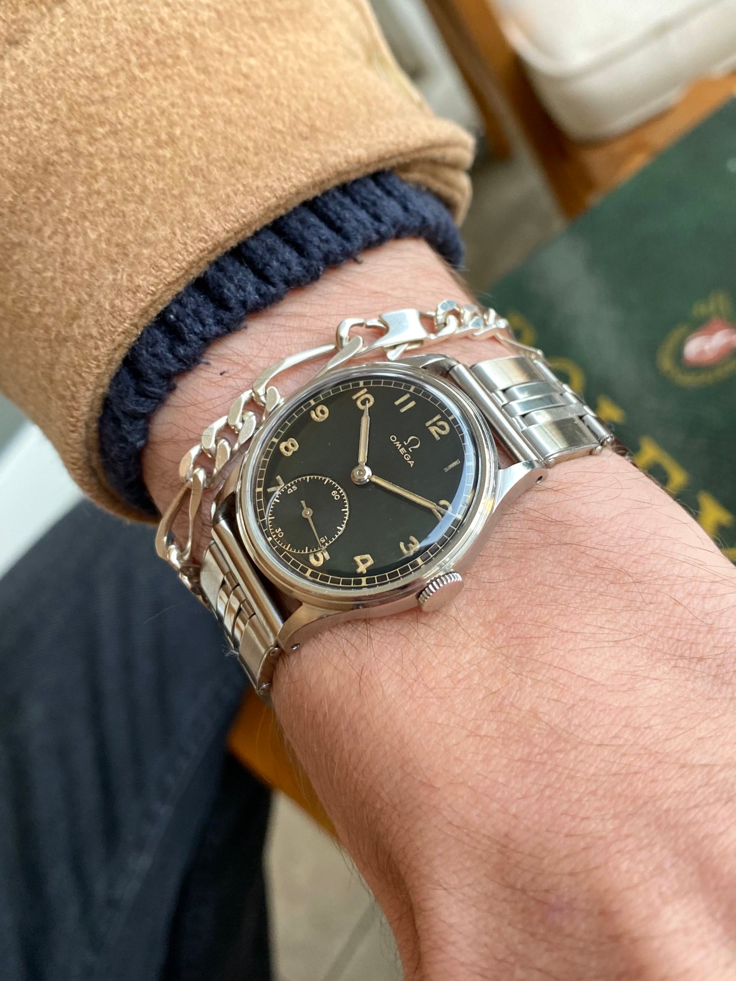 Omega Militaire WWII Cadran Noir Réf. 2190 Cal. 30t2 - Montre Vintage Mécanique 1945