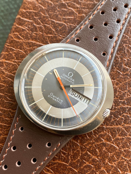 Omega Genève Dynamic Bullseye Automatic Jour Date - Cal. 752 Ref. 166.079 Montre Vintage Mécanique 1969