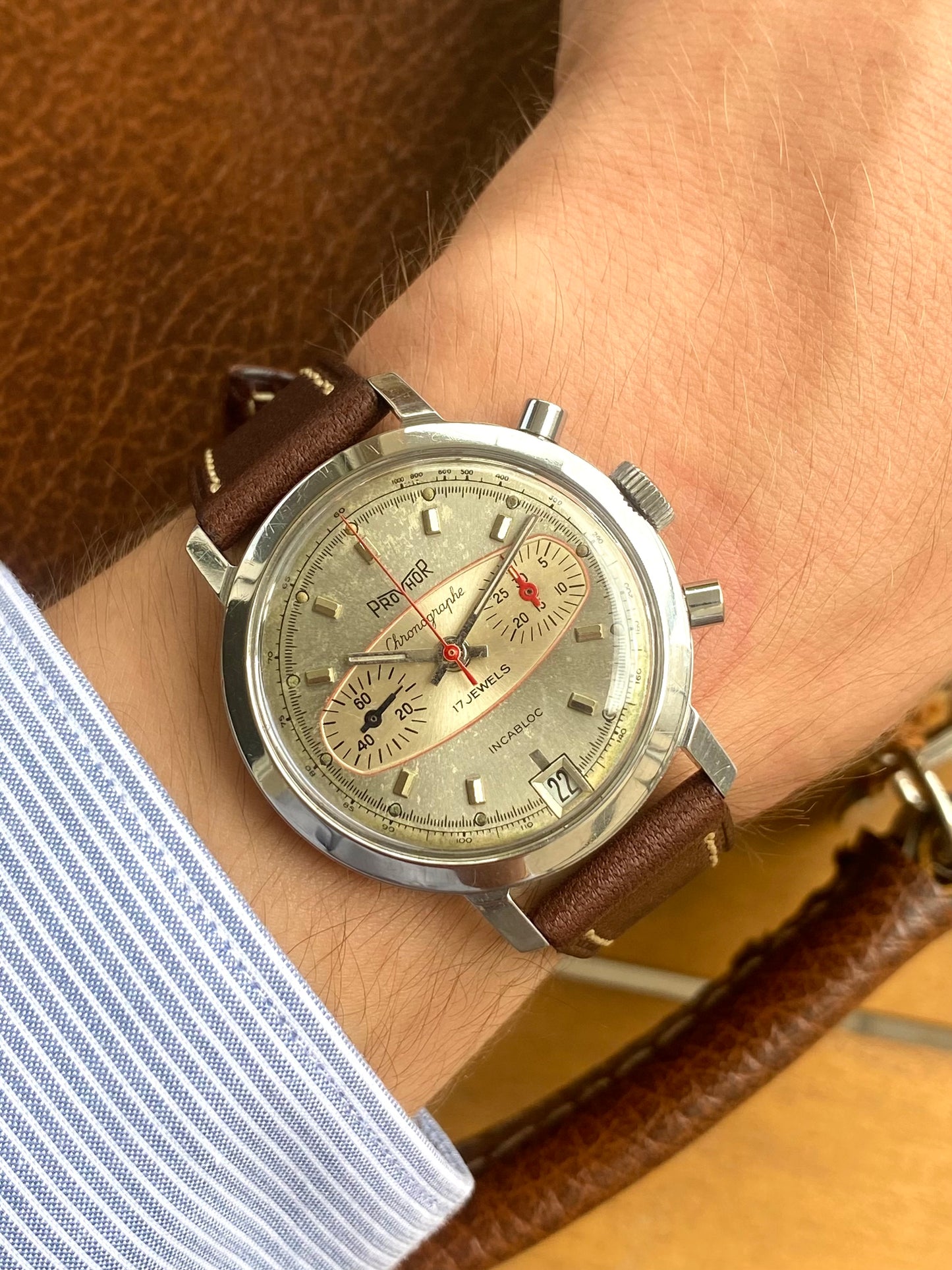 Provhor Chronographe Racing Landeron 189 Montre Rallye Mécanique 1970