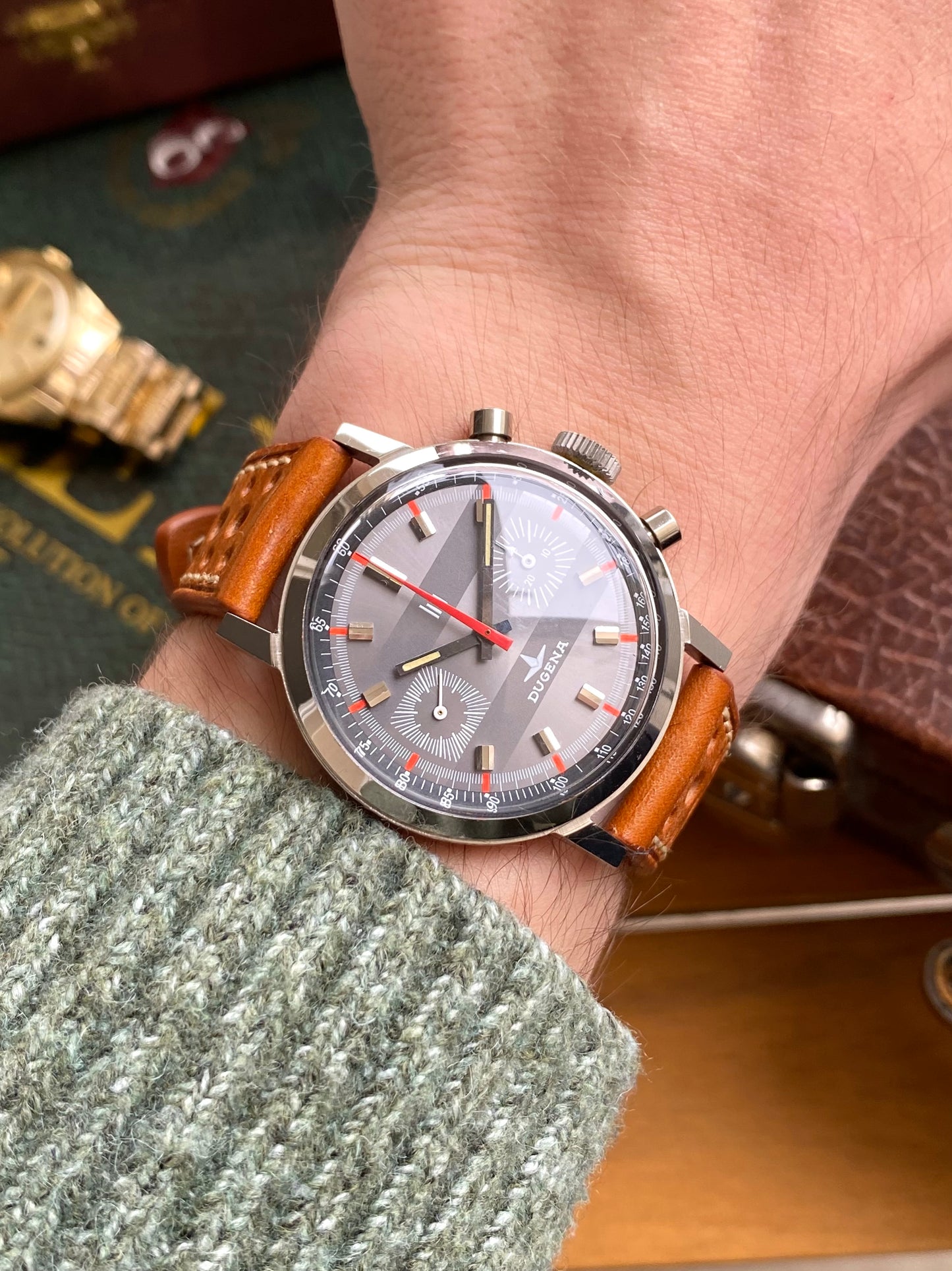 LIP x Dugena Chronographe Montre Vintage Mécanique France - Valjoux 7733 - Double Signature - 1970