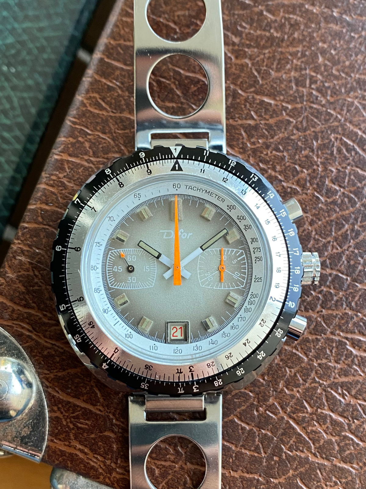 Difor France NOS Neuve Montre Vintage Chronographe Diver Plongée Valjoux 7734 - 1970