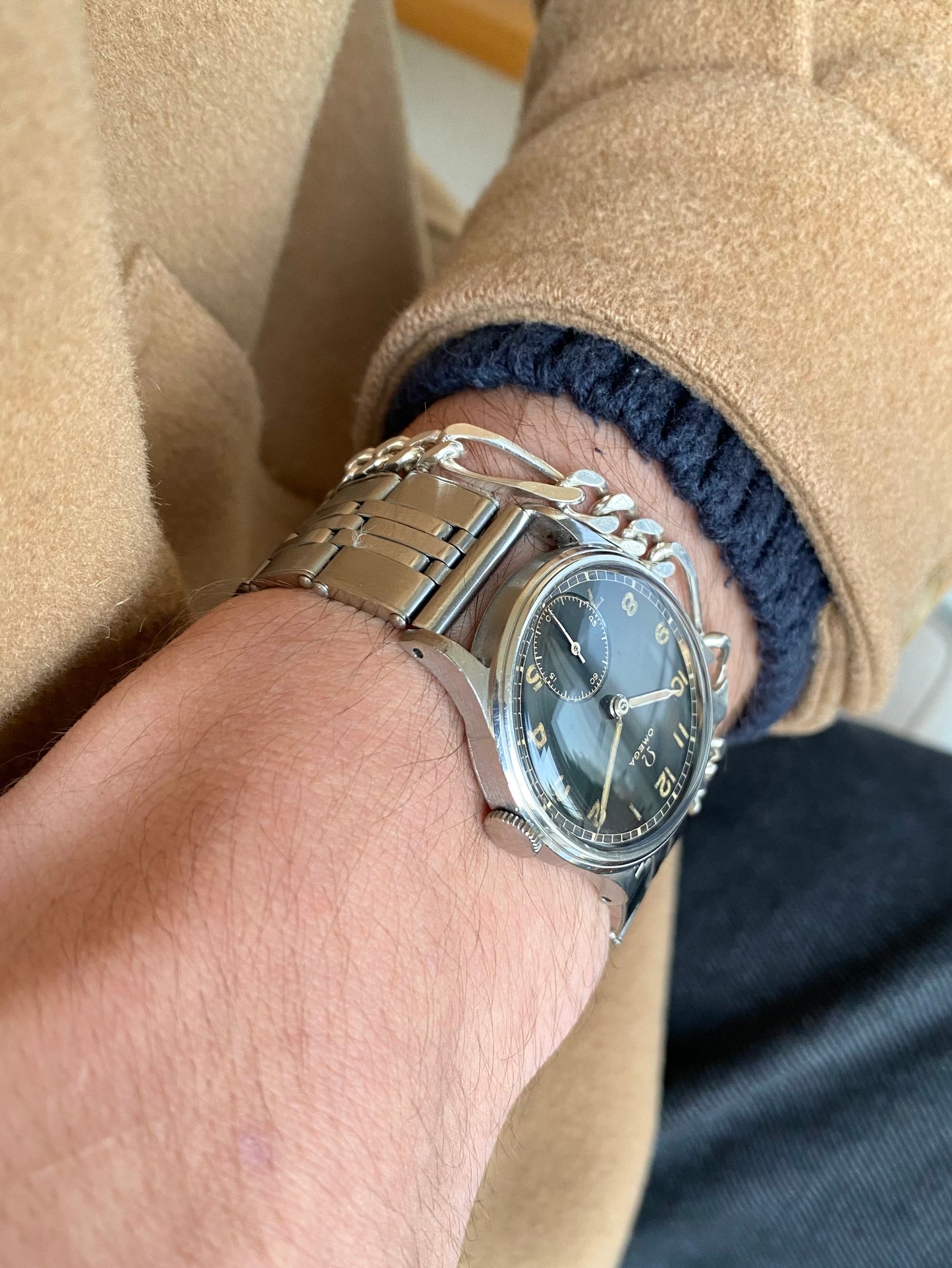 Omega Militaire WWII Cadran Noir Réf. 2190 Cal. 30t2 - Montre Vintage Mécanique 1945