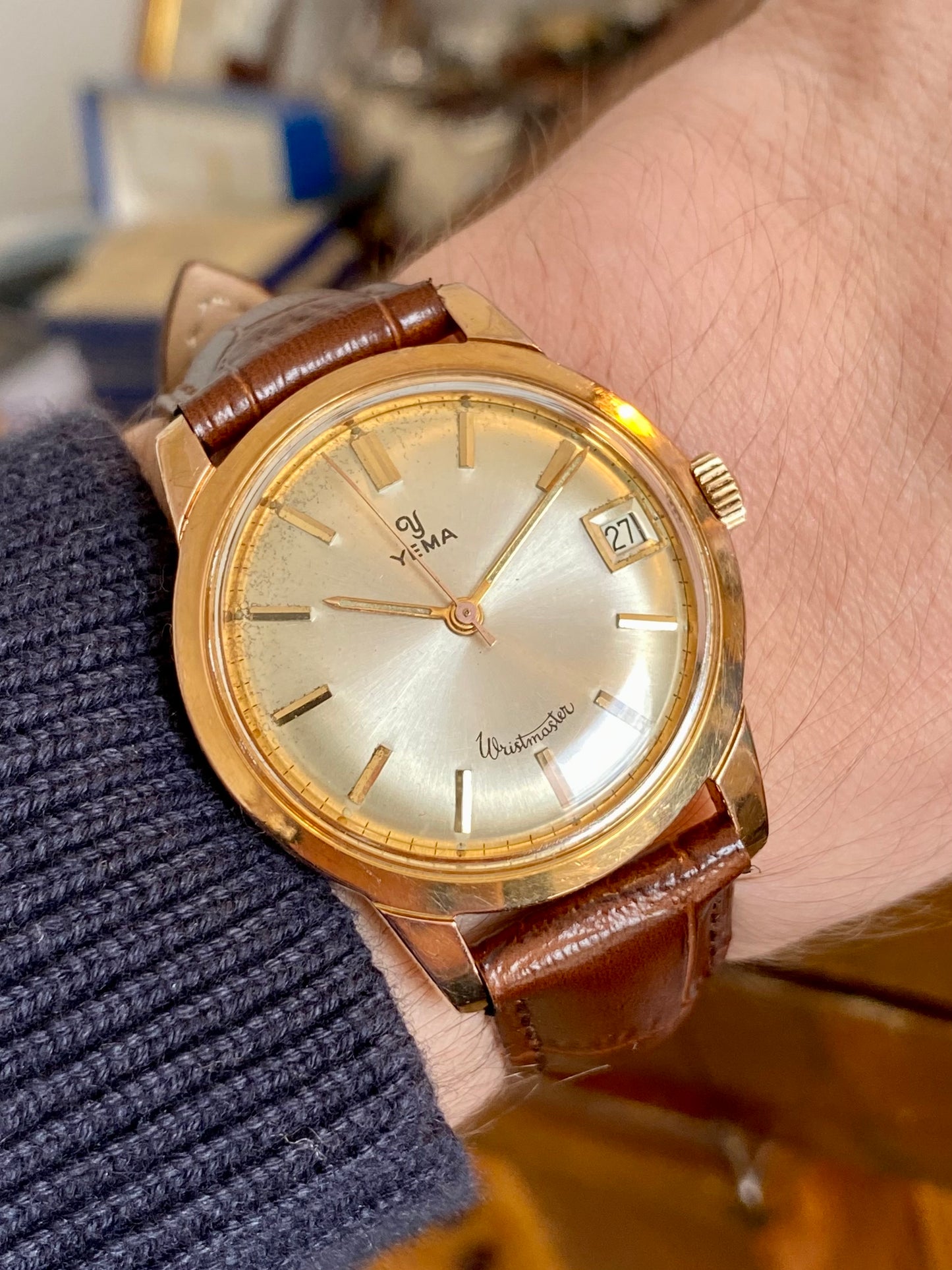 Yema Wristmaster Montre Vintage Mécanique Plaqué Or 1960
