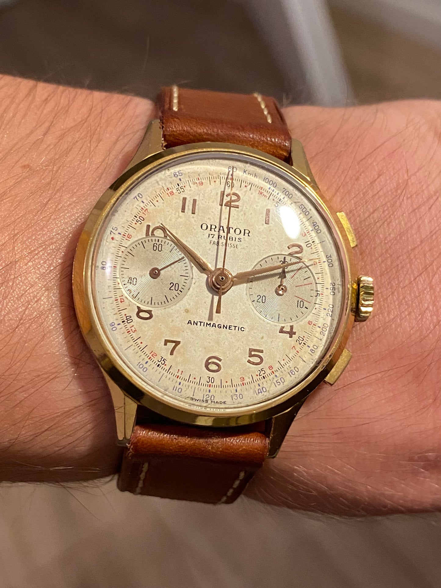 ORATOR Fab Suisse Chronographe Montre Vintage Landeron 48 Mécanique 1950